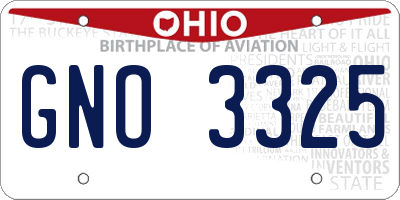 OH license plate GNO3325