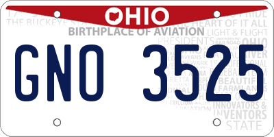 OH license plate GNO3525