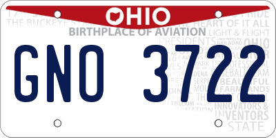 OH license plate GNO3722
