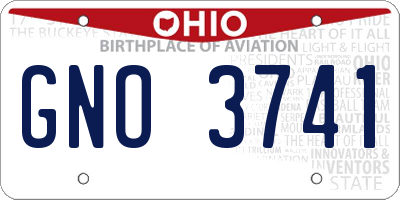 OH license plate GNO3741