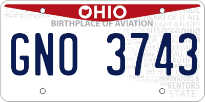 OH license plate GNO3743