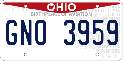 OH license plate GNO3959