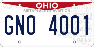 OH license plate GNO4001