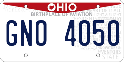 OH license plate GNO4050