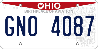 OH license plate GNO4087