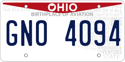 OH license plate GNO4094