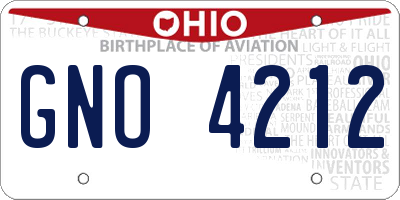 OH license plate GNO4212