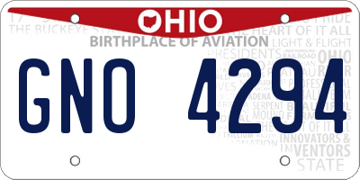 OH license plate GNO4294