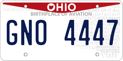 OH license plate GNO4447