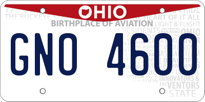 OH license plate GNO4600