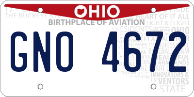 OH license plate GNO4672