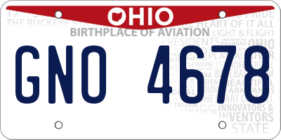 OH license plate GNO4678