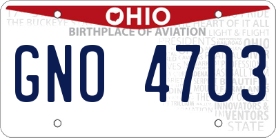 OH license plate GNO4703