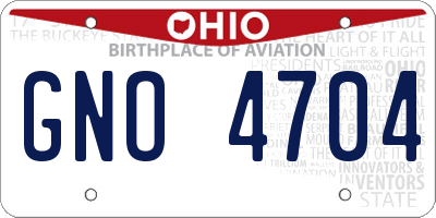OH license plate GNO4704