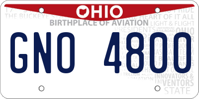 OH license plate GNO4800