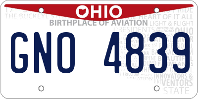 OH license plate GNO4839