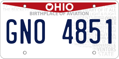 OH license plate GNO4851