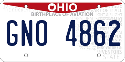 OH license plate GNO4862