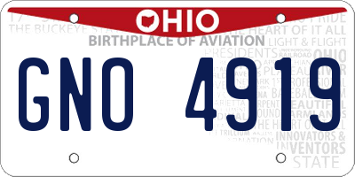 OH license plate GNO4919