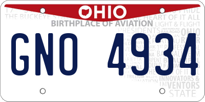OH license plate GNO4934