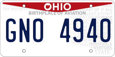 OH license plate GNO4940
