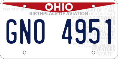 OH license plate GNO4951