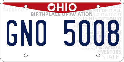 OH license plate GNO5008