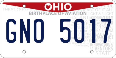 OH license plate GNO5017