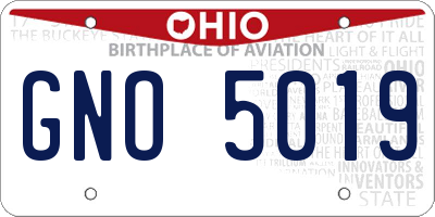 OH license plate GNO5019