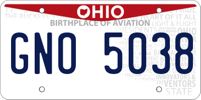 OH license plate GNO5038