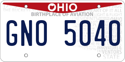 OH license plate GNO5040