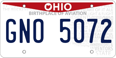 OH license plate GNO5072