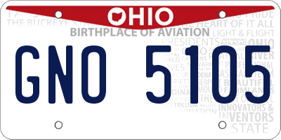 OH license plate GNO5105