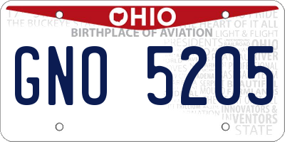 OH license plate GNO5205
