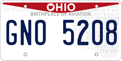 OH license plate GNO5208