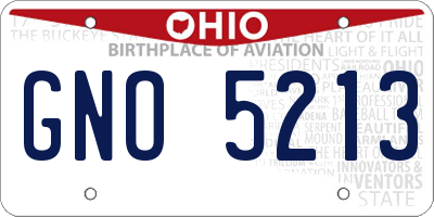 OH license plate GNO5213
