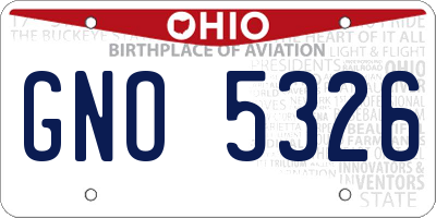 OH license plate GNO5326