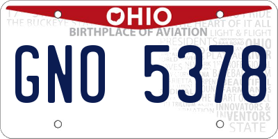 OH license plate GNO5378