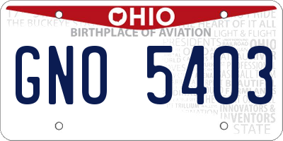 OH license plate GNO5403