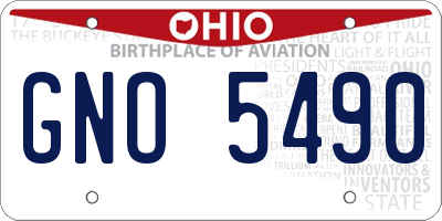 OH license plate GNO5490