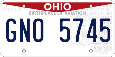 OH license plate GNO5745