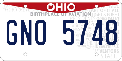 OH license plate GNO5748