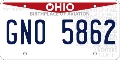 OH license plate GNO5862