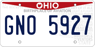 OH license plate GNO5927