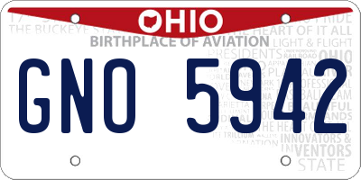 OH license plate GNO5942
