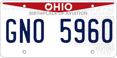 OH license plate GNO5960