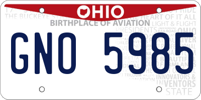 OH license plate GNO5985