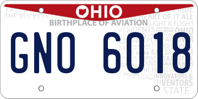 OH license plate GNO6018