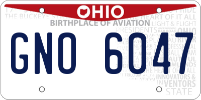 OH license plate GNO6047
