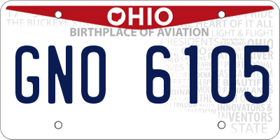 OH license plate GNO6105
